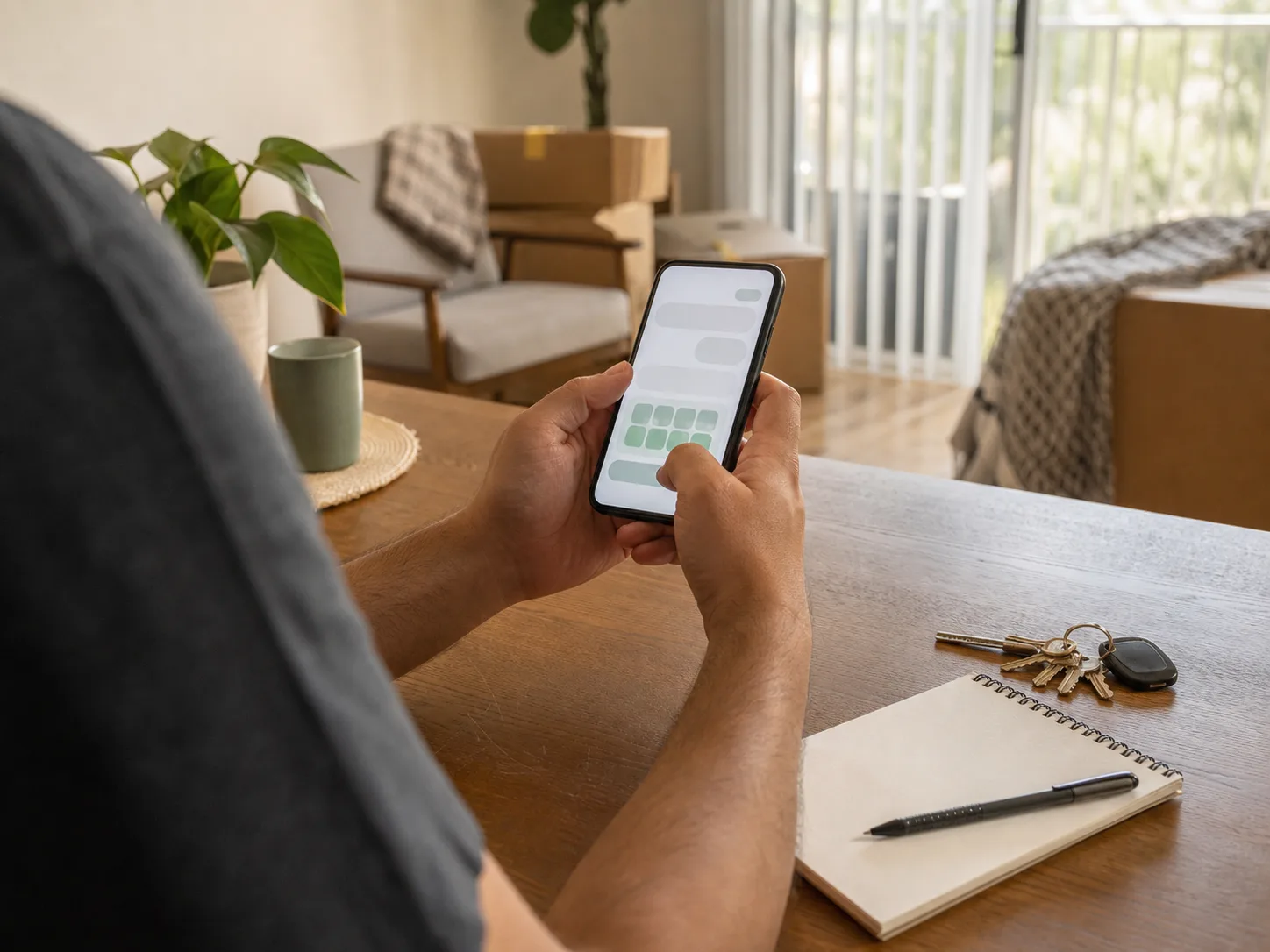 Person reviewing pickup details on a phone before choosing a removal time